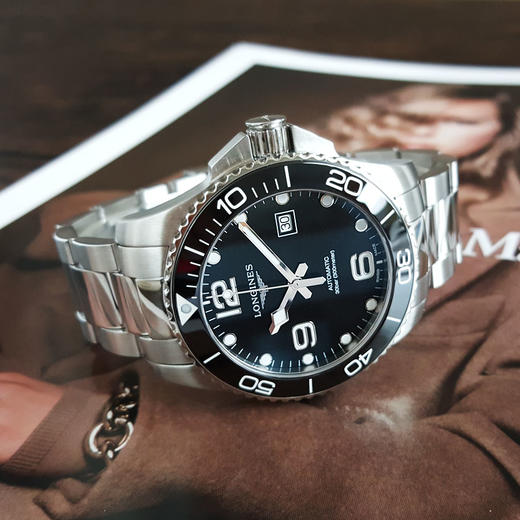 【95新】LONGINES 浪琴L3.782.4.56.6自动机械机芯日期显示43MM（男款）康卡斯系列精钢/陶质字圈160326NJS18 商品图5