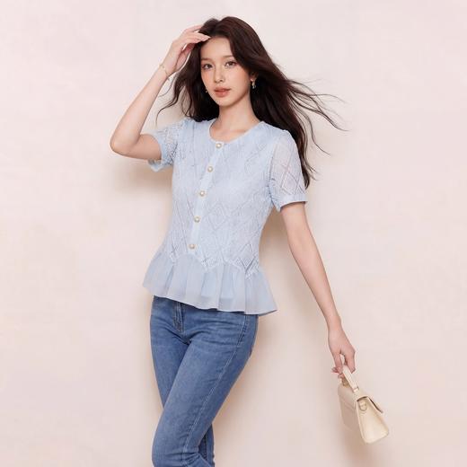 奢姿大码女装2026夏季宽松气质时尚百搭拼接下摆不规则设计感上衣9962253558 商品图3