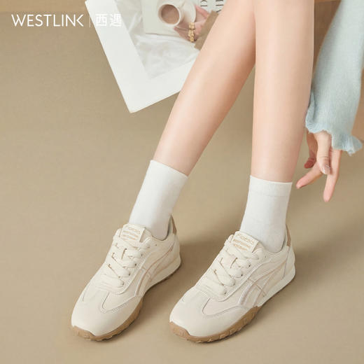 西遇厚底德训鞋女2026新款春季小白鞋运动休闲百搭巨好看阿甘鞋子V0566347 商品图1