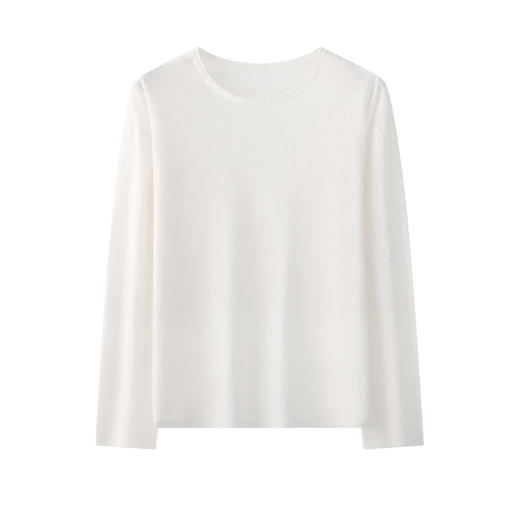 【门店同款】简约风竹节麻女圆领舒适柔软吸湿排汗百搭长袖针织衫 商品图2