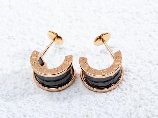 宝格丽 B.Zero1系列黑色陶瓷 玫瑰金色一对 耳环 女款 商品图2