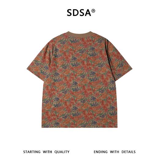 SDSA男装2026新款高贵轻奢撞色小碎花满印宽松圆领短袖T恤百搭 商品图4