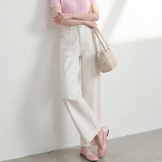 西遇高腰白色直筒牛仔裤女2026年春季新款宽松显瘦窄版阔腿裤H0060235 商品图3