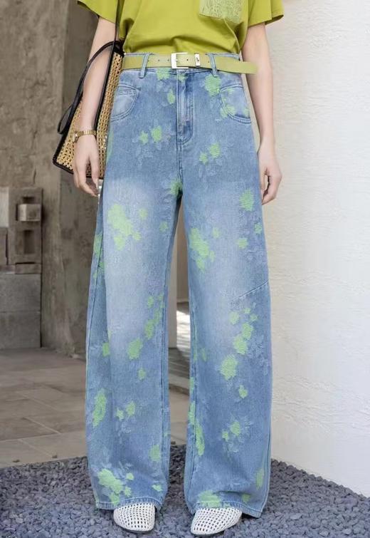 女装25秋冬新品休闲带花牛仔长裤2235-FC98006 商品图2