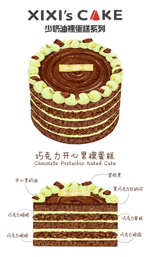 巧克力开心果裸蛋糕 商品图3