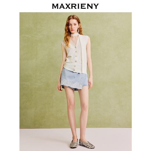 【商场同款】MAXRIENY米白针织马甲立体花设计马夹夏季无袖小香风(货号:MC86VE008) 商品图1