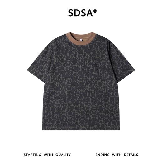 SDSA男装2026新款高贵轻奢美式复古几何链条满印短袖T恤百搭时尚 商品图0