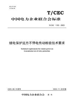 【按需印刷】T/CEC1165-2025继电保护远方不停电传动检验技术要求