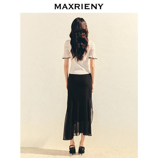 MAXRIENY春日氛围感v领套头毛针织衫修身显瘦立体花小众设计上衣(货号:MS86SW042) 商品图3