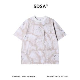 SDSA男装2026新款高贵轻奢裂纹滴胶扎染圆领短袖T恤百搭舒适上衣