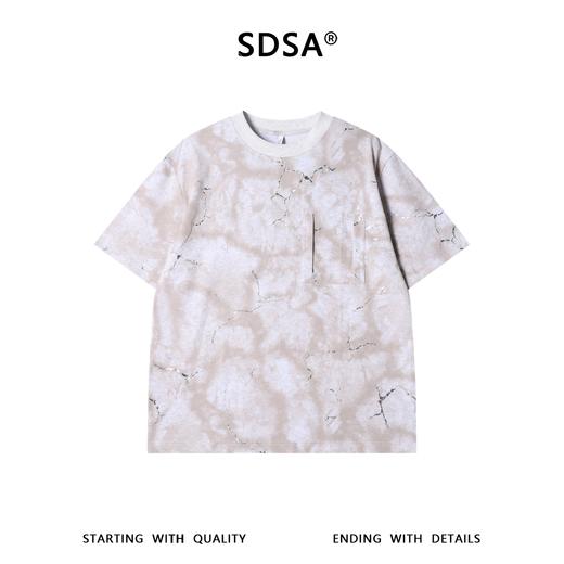 SDSA男装2026新款高贵轻奢裂纹滴胶扎染圆领短袖T恤百搭舒适上衣 商品图0