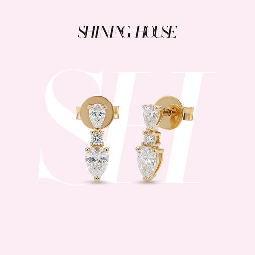 ShiningHouse[培育] 18k金钻石耳饰 刻面形人工真钻人造钻石K金耳钉时尚钻石耳饰耳环悦己送礼臻选【此商品不支持7天无理由退货退款】预计3日发货 商品图0