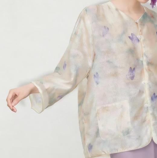 欧根纱「蝶梦飞舞」新中式套装，如东方水墨蝴蝶印花，贵气雾霾紫，温柔到骨子里【3-7天发货，周末顺延】 商品图2