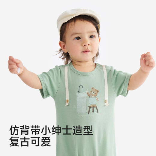 英氏婴儿衣服夏季男宝宝短袖连身衣卡通印花可爱薄款连体衣休闲 商品图2