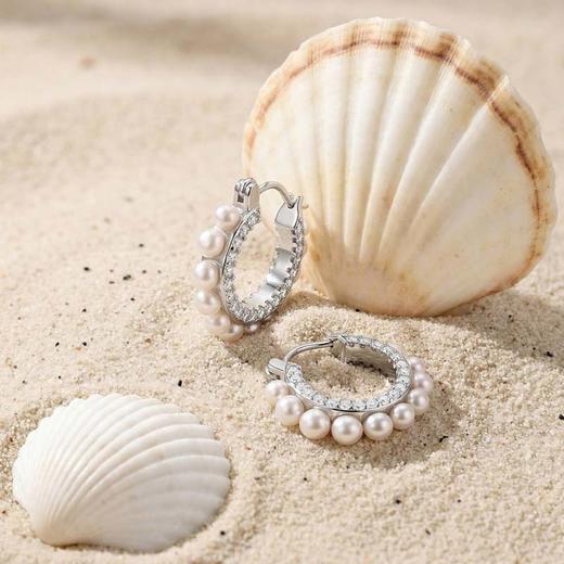 【生活再忙也要笑】MANREYA玛芮雅”微笑曲线“淡水珍珠项链耳环首饰、都是真淡水珍珠，明星都喜欢的款式 商品图2