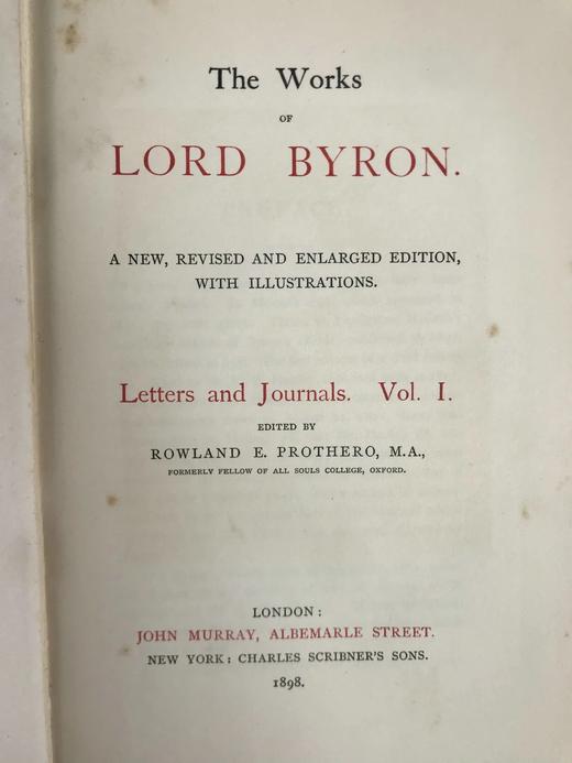 含淑女藏书票！书顶鎏金毛边本！1898-1901年，《拜伦书信日记作品集》（全6卷） 配插图 漆布精装32开 商品图4