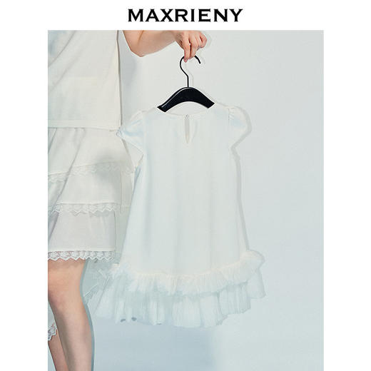 【商场同款】MAXRIENY甜美风mini泡泡袖立体绣花A字女童连衣裙(货号:MK86DR252) 商品图3