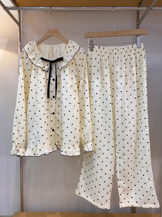 松植屋《晨曦》女士圆领全棉双层纱布长袖长裤睡衣套装 商品图0