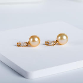 ⁶孤品：【南洋金珍珠】18K金钻石耳饰，10.5/10.6MM，编号EDS12，出证书，48小时鉴赏期——SS06-CR-YMZZ【HOT】