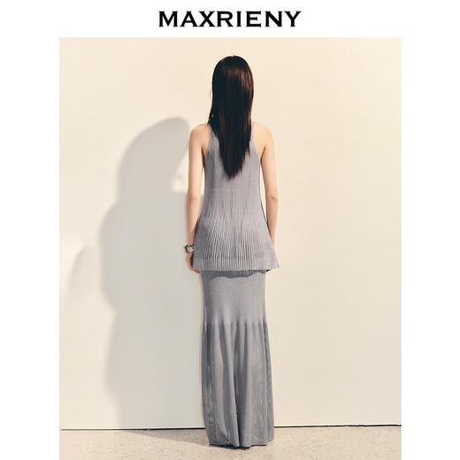 【商场同款】MAXRIENY宽松a摆针织衫25夏肌理感挂脖欧根纱上衣(货号:MC86SW026) 商品图3