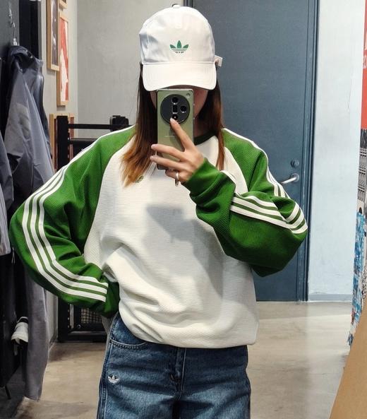 毒家，最后190件！男女款阿迪达斯三叶草 华夫格插肩长袖T恤  华夫格针织面料  草长袖 商品图8