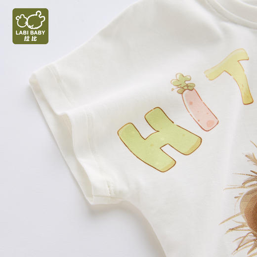 拉比童衣夏刺猬圆领上衣米白j6LZBC100428 商品图5