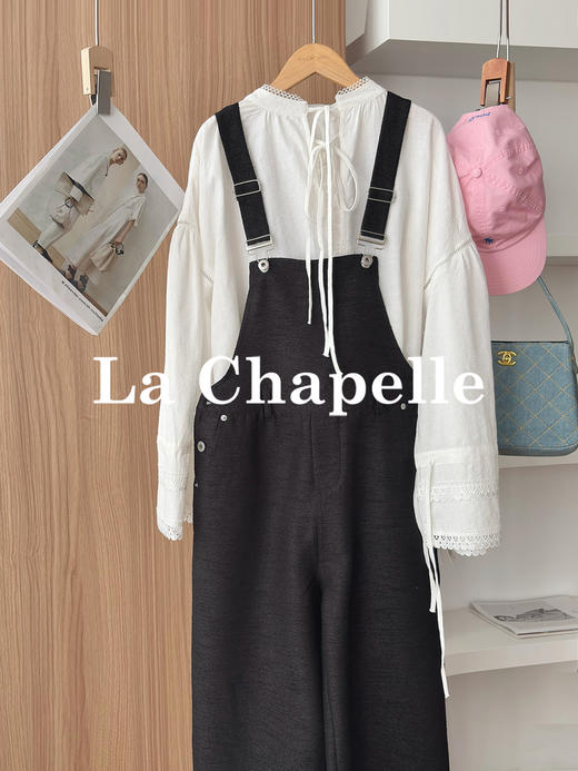 专柜实拍【减龄显瘦】拉夏贝尔/La Chapelle高级感！设计感时尚外穿背带裤直筒休闲百搭长裤子 商品图2