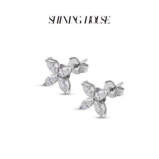 ShiningHouse[培育] 18k金钻石耳饰 橄榄形人工真钻人造钻石K金耳钉时尚钻石耳饰耳环悦己送礼臻选【此商品不支持7天无理由退货退款】预计3日发货 商品图2