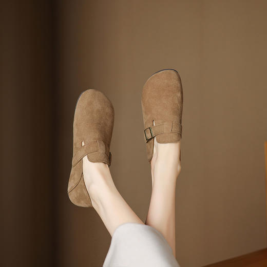 【2026升级版】阿么手工女鞋复古牛皮勃肯鞋全包一脚蹬平底单鞋2CM 商品图2