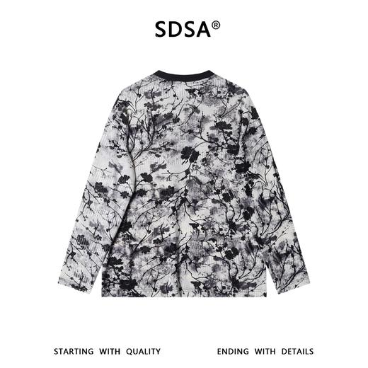 SDSA男装2026新款高贵轻奢简约肌理植绒花卉圆领长袖T恤圆领百搭 商品图4