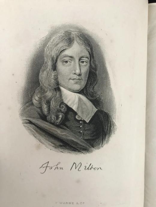 工坊特装本！约19世纪后期 弥尔顿诗集 1幅肖像插图 全真皮精装32开 商品图3