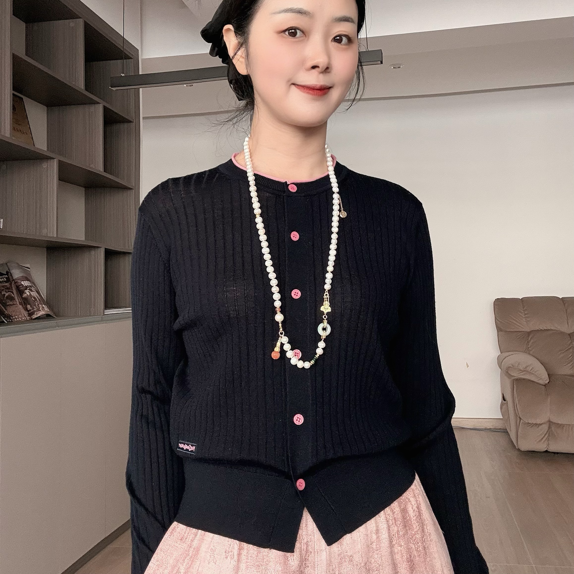 春日撞色~100美丽诺羊毛春夏甜酷感针织开衫外套