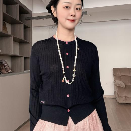 春日撞色~100美丽诺羊毛春夏甜酷感针织开衫外套 商品图0