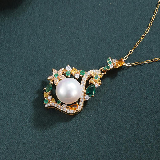 子佩集【星河落瑛】银S925珍珠惜王妃套链项链【MLTL047】镀金绿花绕2602 商品图0