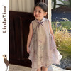 littletime女童新中式国风连衣裙夏季无袖立领印花旗袍裙公主裙 商品缩略图1