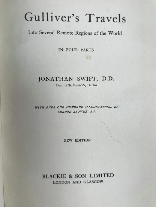 约20世纪早期 格列佛游记 Gordon Browne 百余幅插图（8幅彩色） 漆布精装32开 商品图3