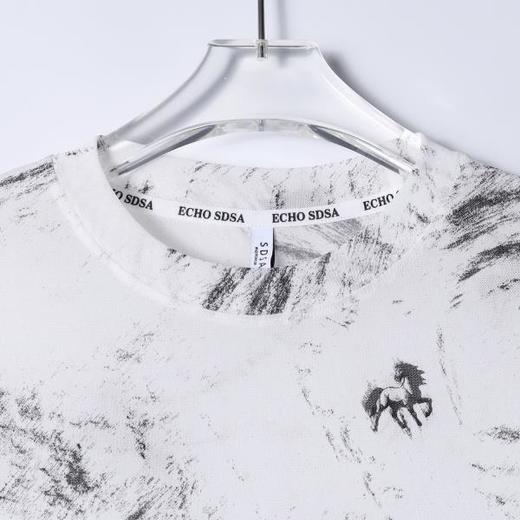 SDSA男装2026新款高贵轻奢潮牌水波纹小马印花圆领短袖T恤百搭 商品图1