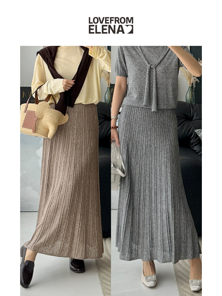 「工厂团购上新」亚麻气质百褶款 针织半身裙60610