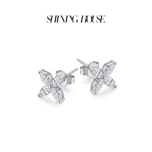 ShiningHouse[培育] 18k金钻石耳饰 橄榄形人工真钻人造钻石K金耳钉时尚钻石耳饰耳环悦己送礼臻选【此商品不支持7天无理由退货退款】预计3日发货 商品图1