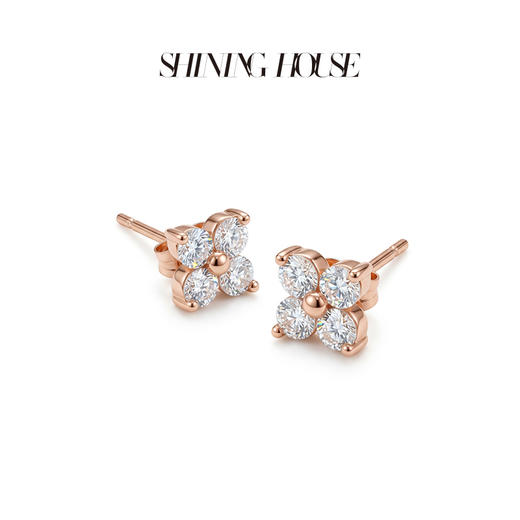 ShiningHouse[培育] 18k金钻石耳饰 刻面形人工真钻人造钻石K金耳钉简约钻石耳饰耳环悦己送礼臻选【此商品不支持7天无理由退货退款】预计3日发货 商品图1