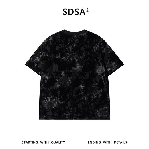 SDSA男装2026新款高贵轻奢高级感撞色植绒花卉圆领短袖T恤休闲潮 商品图4