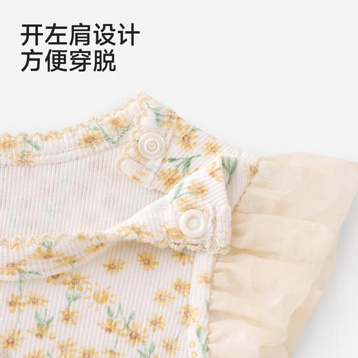 【欧根纱】英氏婴儿衣服夏季女宝宝碎花卡通短袖连体衣夏季薄款蓬蓬包屁衣 商品图3