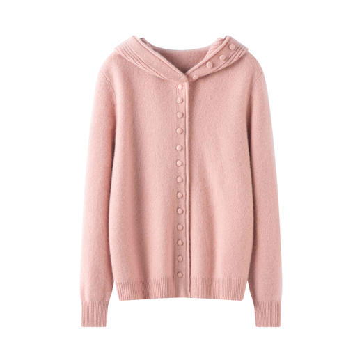 100 山羊绒慵懒风连帽针织开衫外套女CYR25032 商品图2
