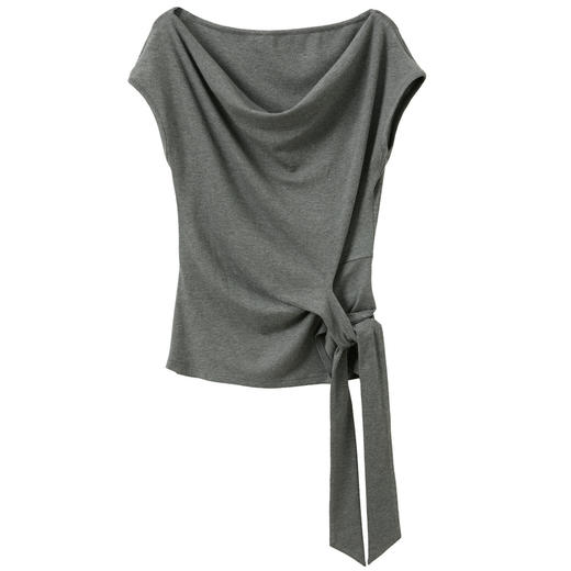 【瘦瘦T】三彩2026夏季新款一字领T恤短袖上衣设计感收腰套头衫M 商品图4