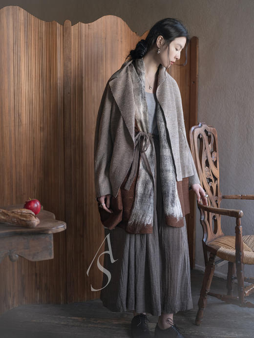 Boboutic 26SS 褐蓝/深灰星芒丝棉肌理针织茧型外套 商品图7