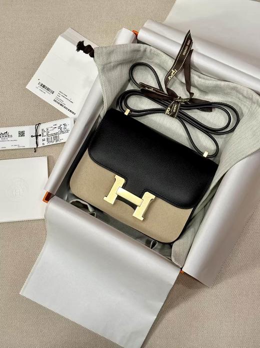 【纯手缝定制不退换】爱马仕 康康 19cm Epsom 掌纹牛皮 黑色 金扣（MM） 商品图2