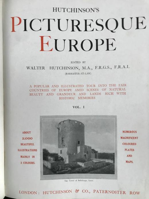 约20世纪早期 哈钦森欧洲风景建筑图集（全3卷） 2000余幅插图 漆布精装16开 商品图3