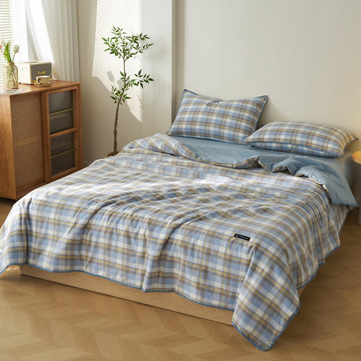 恒源祥 2026新款无印风色织全棉贝壳绣棉花夏被空调被/床单/枕套  透气舒适 多规格可选 商品图2