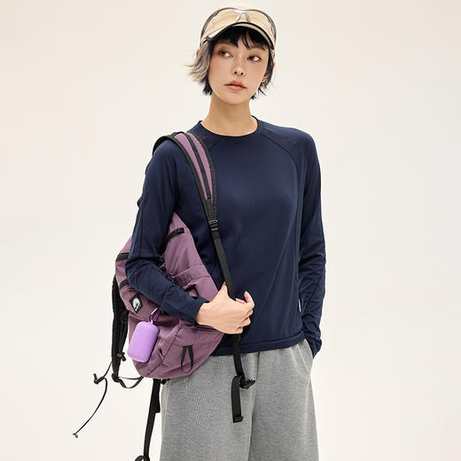 Leorrey/乐拉撞色哈苏线宽松吸湿速干柔软春季户外运动长袖T恤CX3354 商品图3