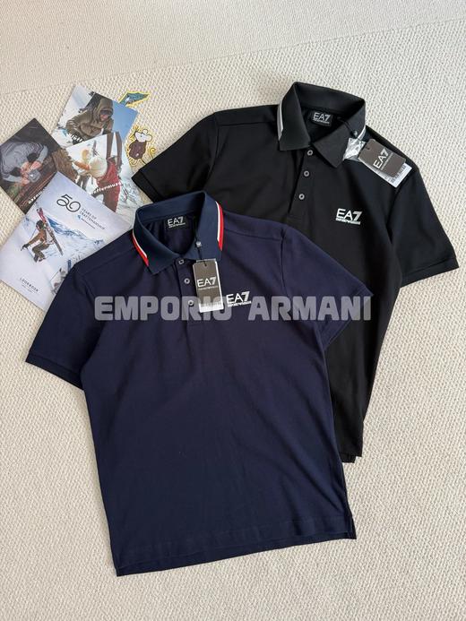 EA7阿玛尼高端男士翻领撞色商务休闲纯色POLO衫 商品图2